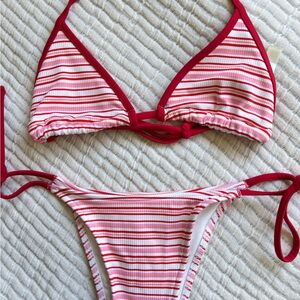 Pink X Frankie's Bikinis Striped Bikini